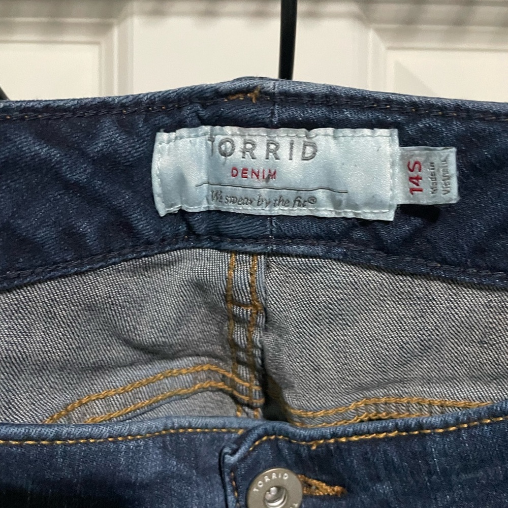 Torrid Distressed Dark Blue Denim Jeans
